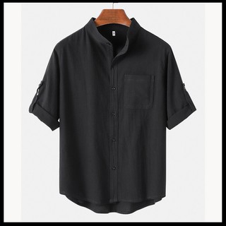 Áo sơ mi nam đũi nhật cổ trụ