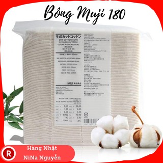 Bông Tẩy Trang Muji 180 Miếng Không Tẩy Trắng