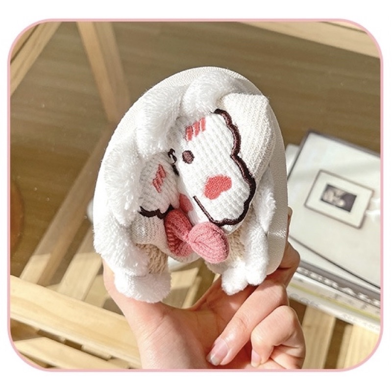 Dép Cói Viền Xoắn Đi Trong Nhà Thỏ Đeo Nơ Hồng