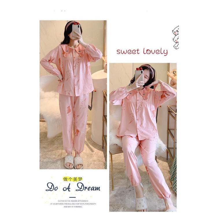 Bộ bầu và sau sinh Thu Đông, chất cotton, họa tiết tai thỏ cực kì hot hit 𝐁𝐃𝟓𝟎