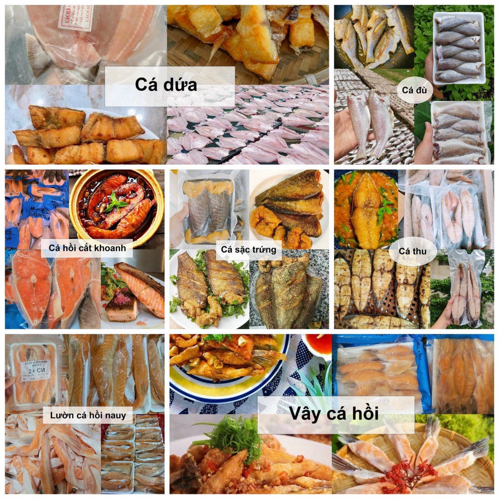 1Kg Cá Dứa, Cá Đù, Cá Hồi, Các Sặc, Cá Thu