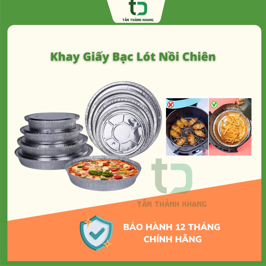 Khay Giấy Bạc Lót Nồi Chiên Không Dầu, Khay Đựng Thực Phẩm, Khay Hình Dĩa Đường Kính 19cm