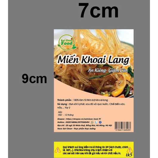 Miến khoai lang EatcleanFood sợi rút siêu dai tốt cho sức khỏe hỗ trợ giảm cân/healthy/tiểu đường/eatclean (500g)