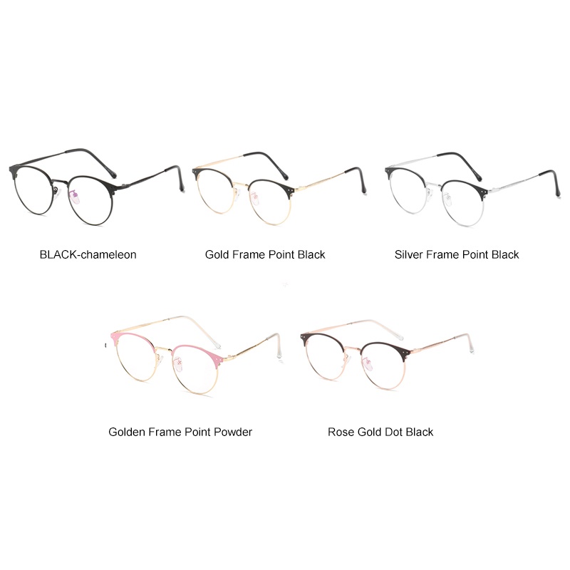 Mắt Kính Gọng Tròn Mỏng Nhẹ Thay Đổi Màu Phong Cách Cổ Điển Thời Trang
