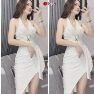 Đầm body cổ yếm vạt xéo