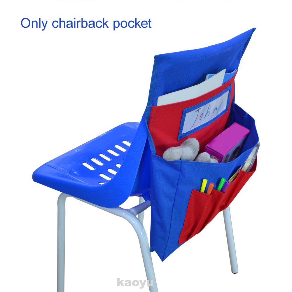 Túi đựng đồ dùng có thẻ tên bằng polyester sức chứa lớn treo sau ghế ngồi xếp gọn cho nhà ở/phòng học