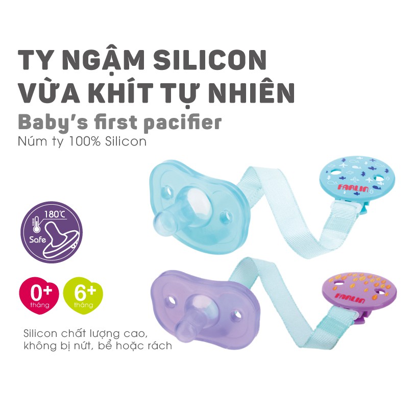 Set Ty Ngậm Silicon cho bé từ 6th FARLIN có dây kẹp - BA-20022