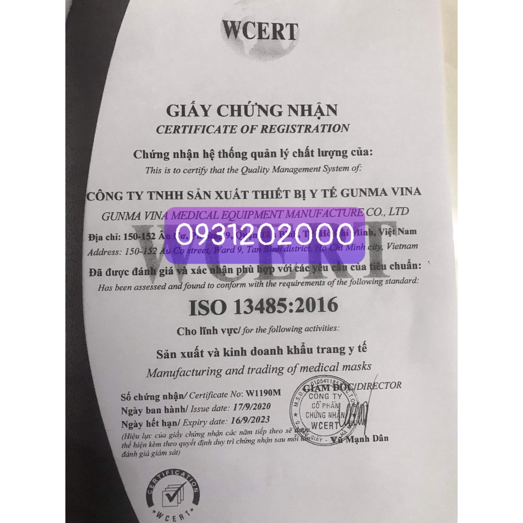 Khẩu trang y tế  4 lớp Gunma Vina HỘP 50 CÁI có giấy quai ép chắc chắn