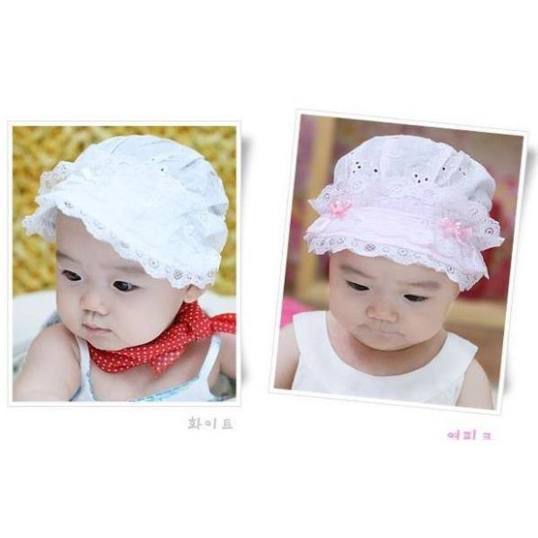 Mũ vải cotton nhún bèo cho bé gái từ 0-6 tháng nhiều họa tiết