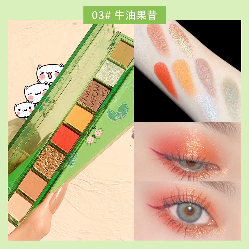 Bảng phấn mắt XIXI 8 ô màu tông cam nâu tím Meow Eyeshadow xinh xắn