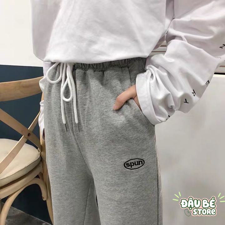 Quần Jogger Nỉ Bông Unisex Cạp Chun Cao Cấp - Quần Nỉ Ống Rộng Bo Gấu Nam Nữ Basic - DAUBE - Q038