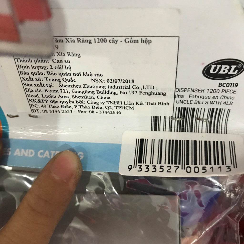 Tăm Xỉa Răng 1200 Cây - Gồm Hộp Uncle Bills BC0119