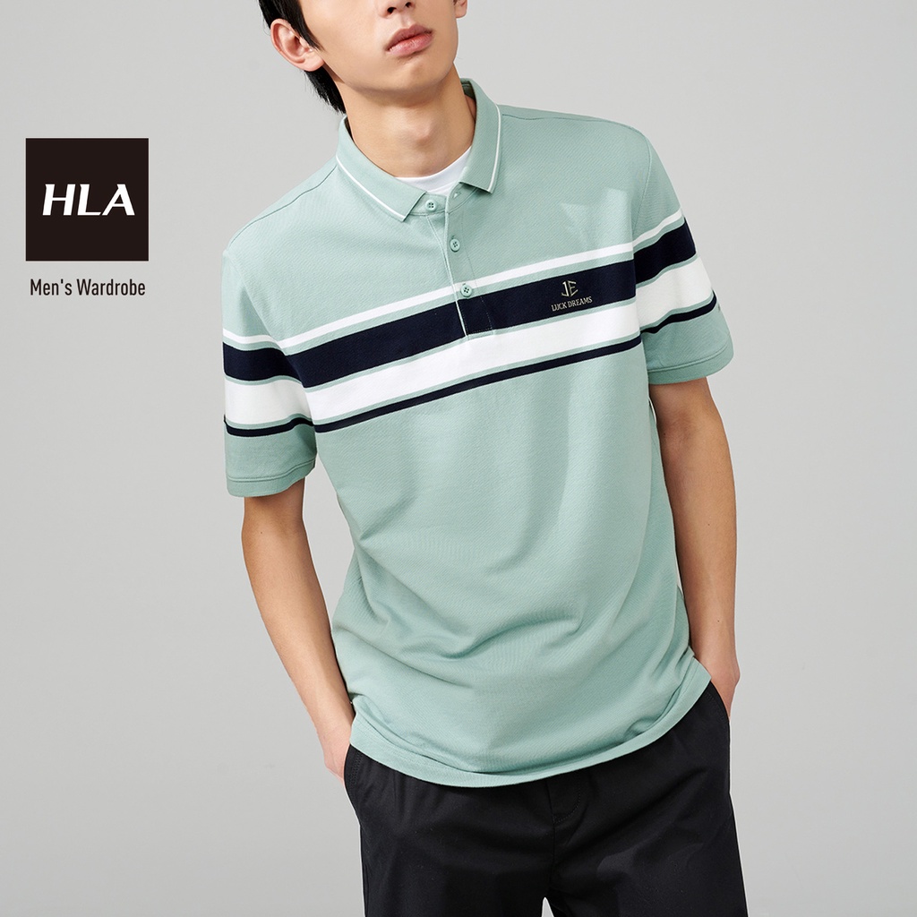 HLA - Áo Thun Polo Nam Fashion Striped Comfortable Small Standard Polo Shirt