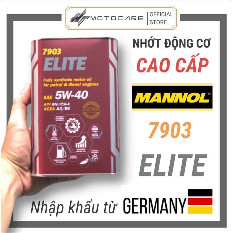 Dầu nhớt ô tô, dầu nhớt xe máy MANNOL ELITE 7903 5W40 êm xe mát máy cực bốc , tặng súc động cơ SENFINECO HTMotocare