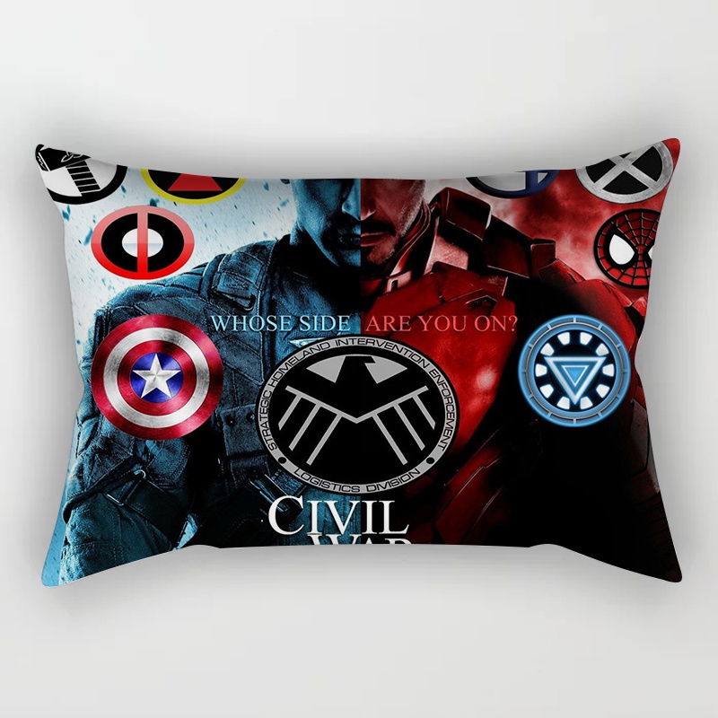 DISNEY Vỏ Gối Chữ Nhật 30x50cm/50x75cm In Hình Siêu Anh Hùng Marvel Độc Đáo Trang Trí Ghế Sofa