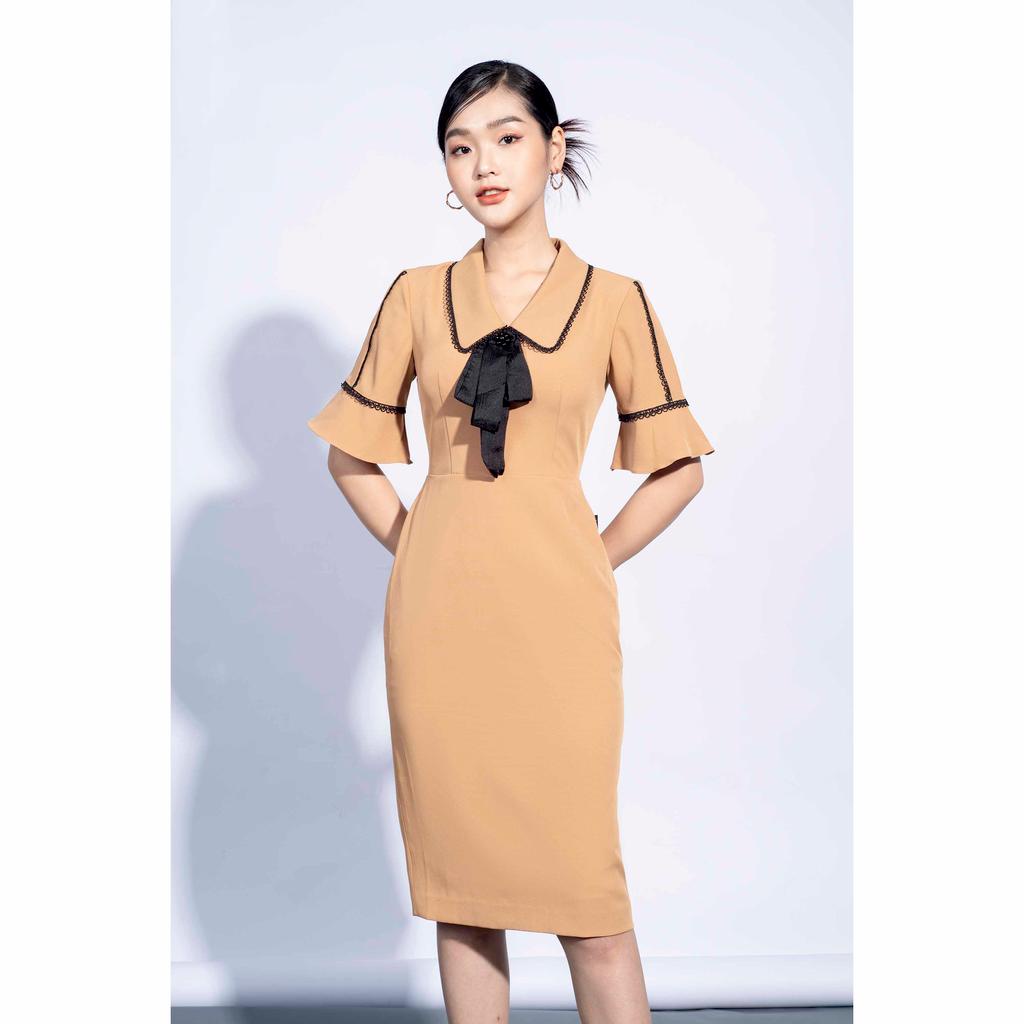 Đầm ôm, bút chì, cổ sen MMOutfit M-DA080421213