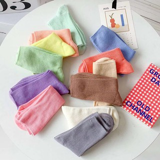 Vớ cổ cao unisex basic trơn màu pastel Hàn - V37