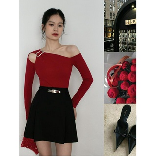 Áo lệch vai thun ôm body, kiểu bẹt vai, khoét xẻ hở vai sexy gợi cảm - Confi - JADE TOP