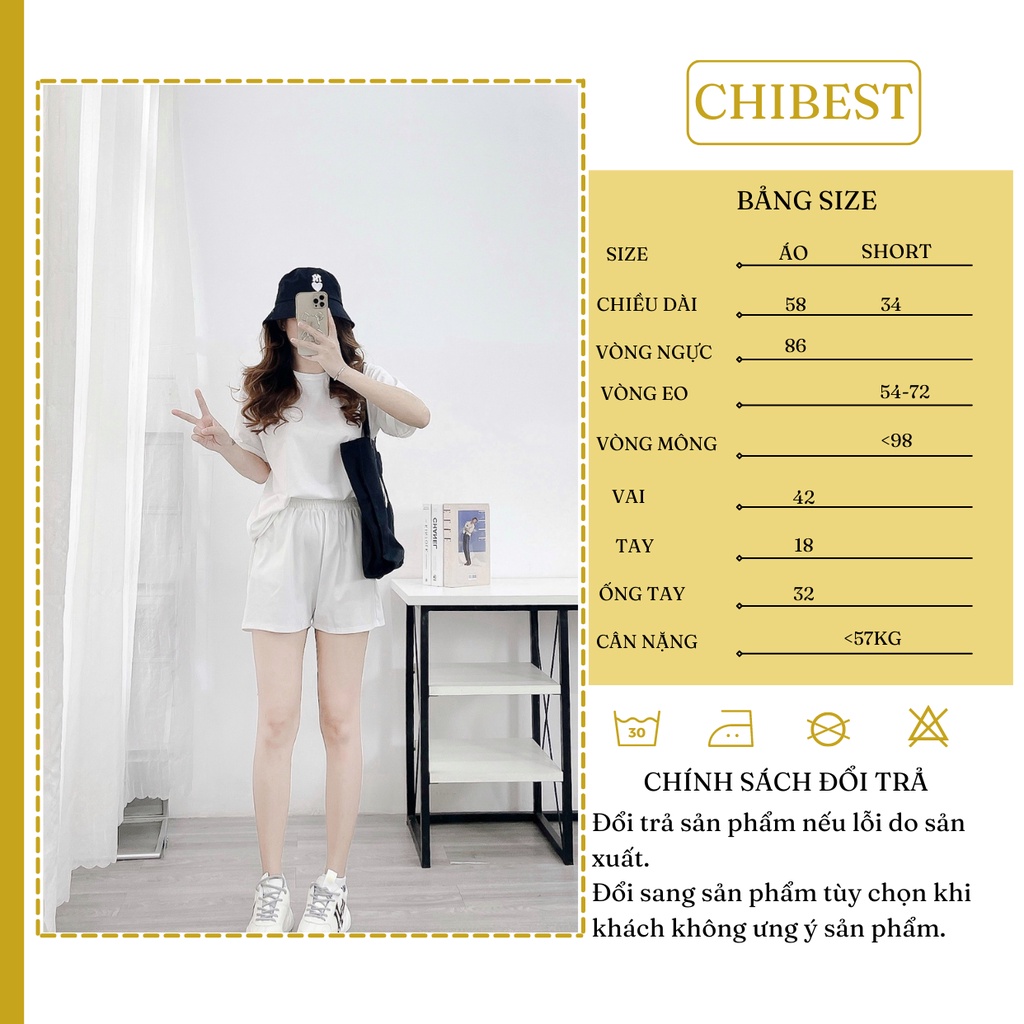 Set bộ áo kiểu khoét lưng form rộng kèm short đai chun phong cách cá tính CHIBEST LSB73