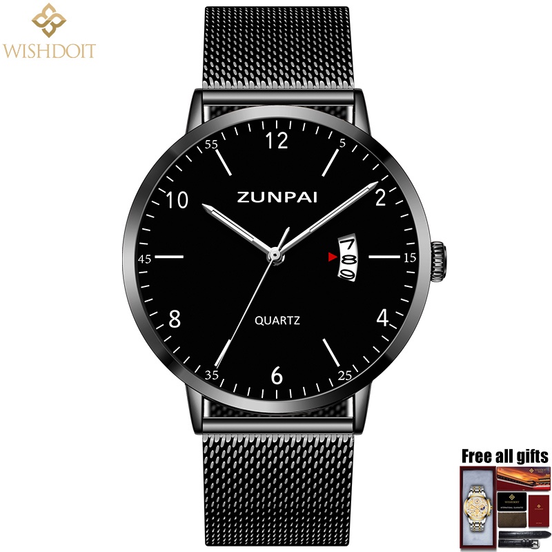Đồng hồ quartz ZUNPAI dây đeo thép không gỉ / dây da chống thấm nước phong cách doanh nhân cho nam