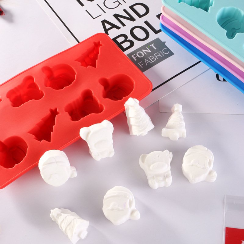 Khuôn /Khay làm bánh, làm đá, thạch rau câu bằng silicon tạo hình Giáng sinh 6 ô , 8 ô