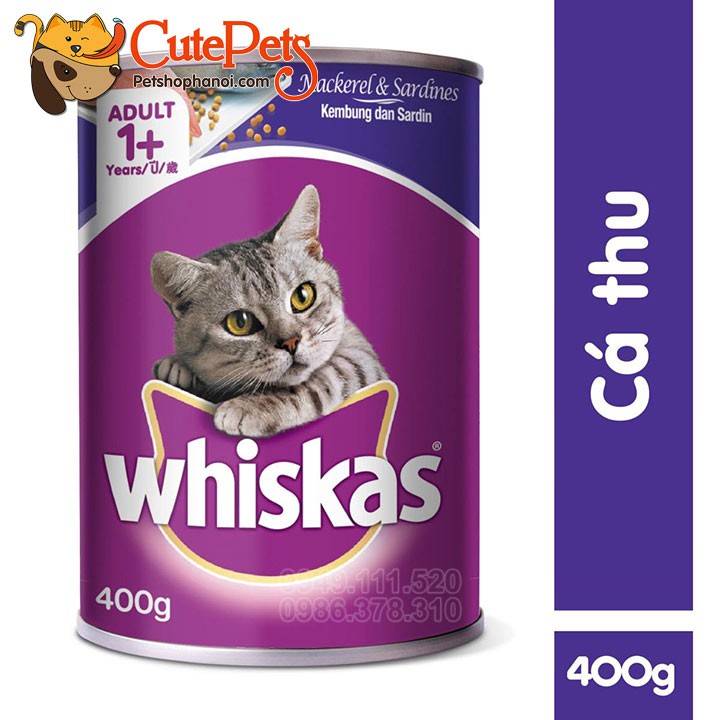 (PET THÁI NGUYÊN) Thức ăn cho mèo Pate Whiskas Adult Lon 400g - CutePets Phụ kiện chó mèo Pet shop Hà Nội