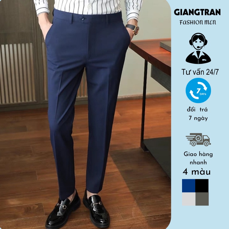 Quần Tây Nam Giangtranmen Thời Trang Nam Chất Vải Lụa Co Giãn Nhẹ -QuầnÂu Nam Công Sở Phù Hợp Học Sinh và Người đi làm
