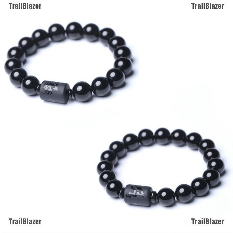 Vòng tay chuỗi hạt đá Obsidian màu đen hình rồng phượng hoàng thời trang cho nam và nữ