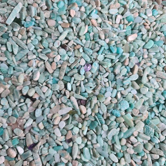 500 Grams AMAZONITE CHIPS TUMBLED TOP GRADE