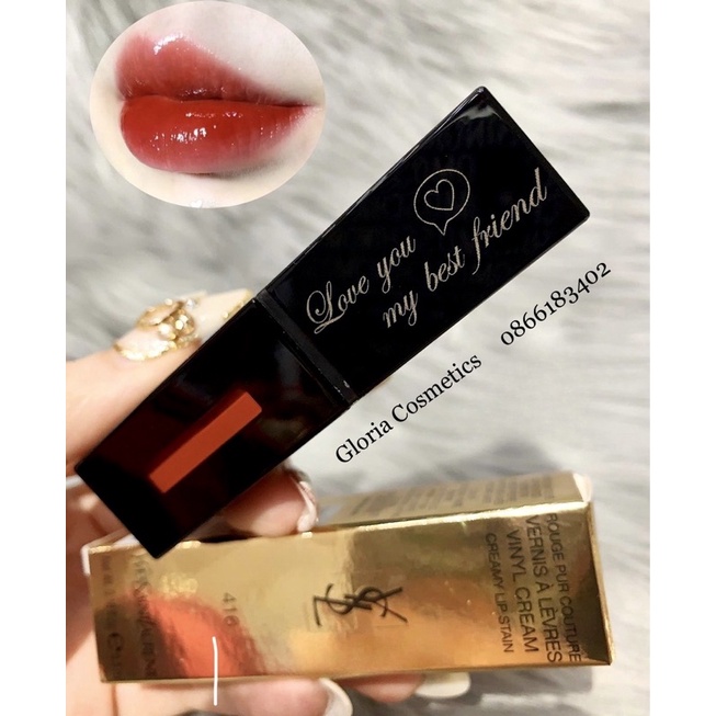 Son YSL Vinyl Cream Lip Stain KHẮC TÊN, FULL Túi Hộp, Son Ysl 416,420,425,407,409,432,433,434,435