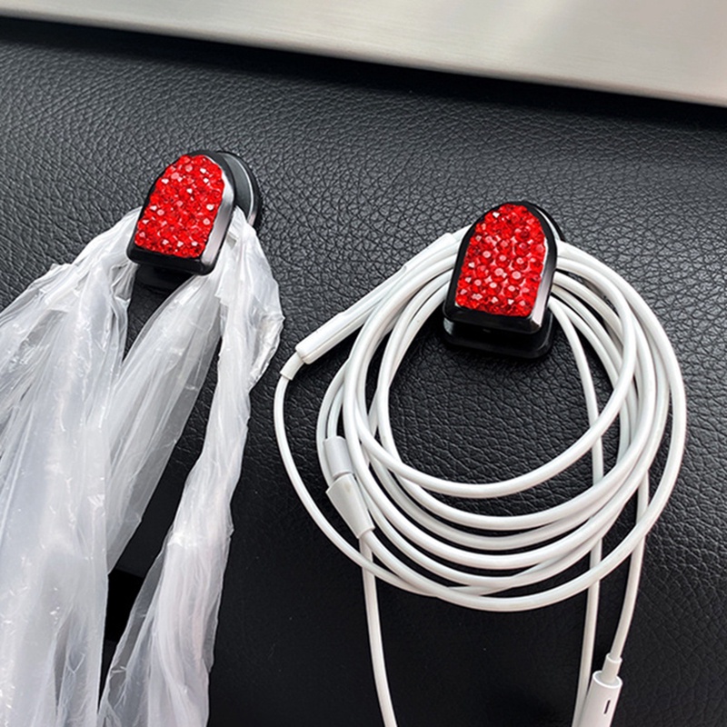 Móc Treo Đồ Mini Dễ Thương - Móc Đính Đá Nhiều Màu Có Thể Treo Dây Sạc, Gắn Taplo