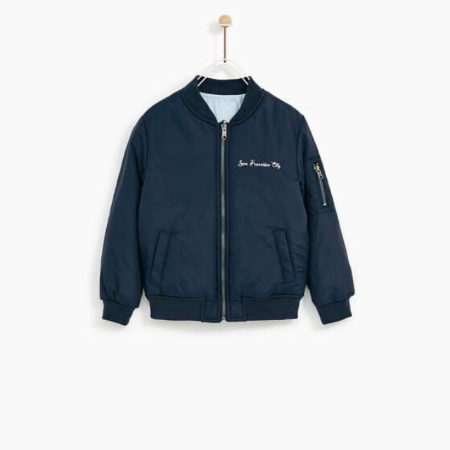 Áo phao zara bomber 2 mặt bé trai