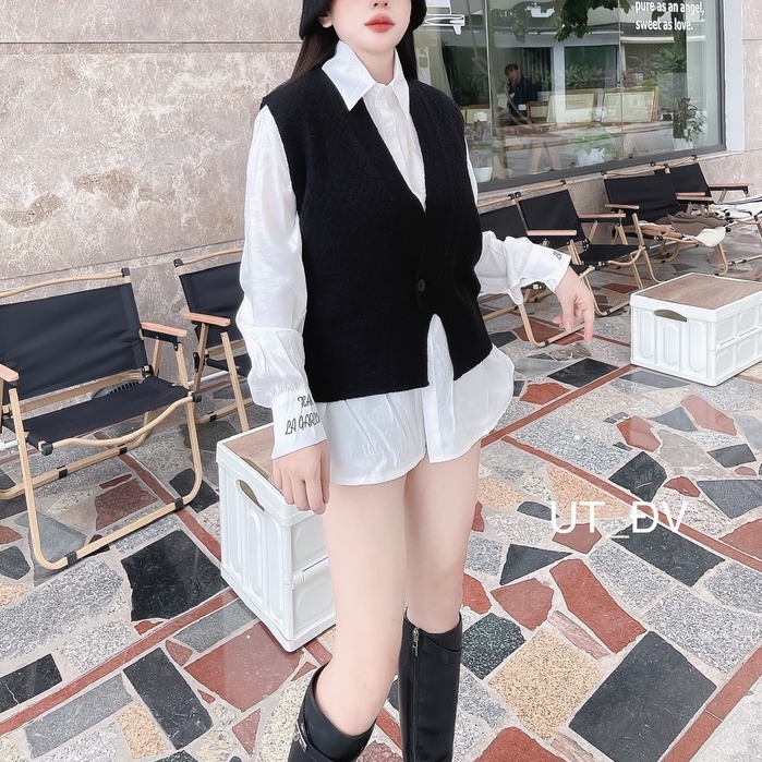 Áo gile len thỏ có cúc cài hàng đẹp nhiều màu chất co dãn vanmiushop