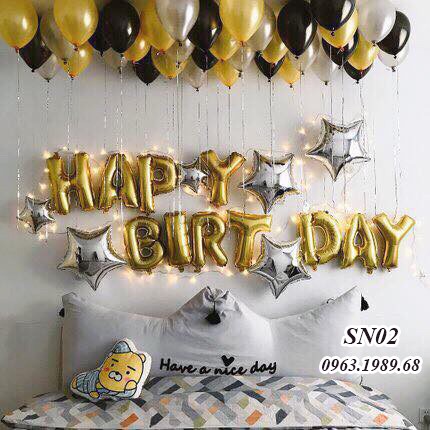 Set Bóng Trang Trí Sinh Nhật Happy Birthday (Tặng Bơm + Băng Dính)