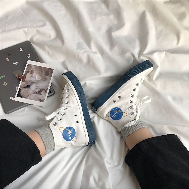 Giày Vải Canvas Cổ Cao Phong Cách Hàn Quốc Thời Trang Mùa Xuân 2020 Cho Nữ | BigBuy360 - bigbuy360.vn