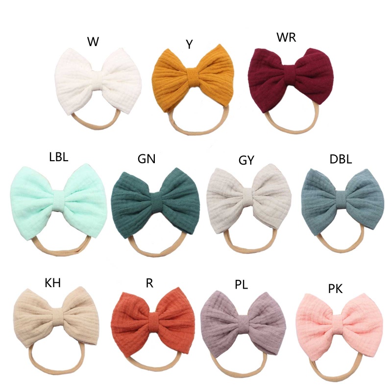 Băng Đô Nơ Bằng Cotton Mềm Co Giãn Thời Trang Dành Cho Bé Gái
