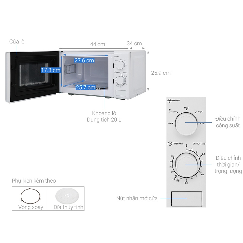 Đĩa lò vi sóng MIDEA MO-MM2019B (20 lít)