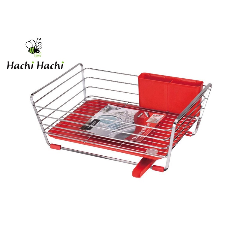 Rổ inox úp chén bát có ống thoát nước Pearl Metal 40x30 cm - Hachi Hachi Japan Shop