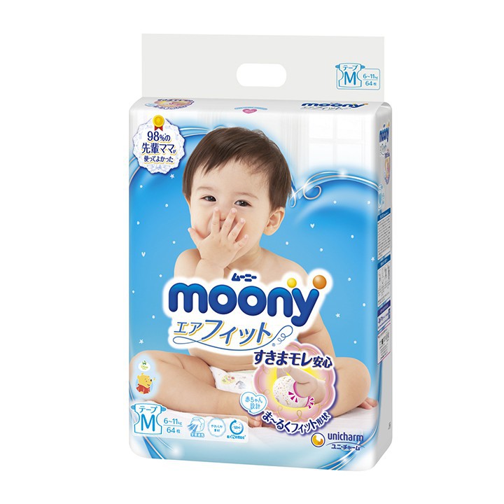 Bỉm Moony (S84, L54, L44 Boy, L44 girl, Xl38 Boy, Xl38 Girl)