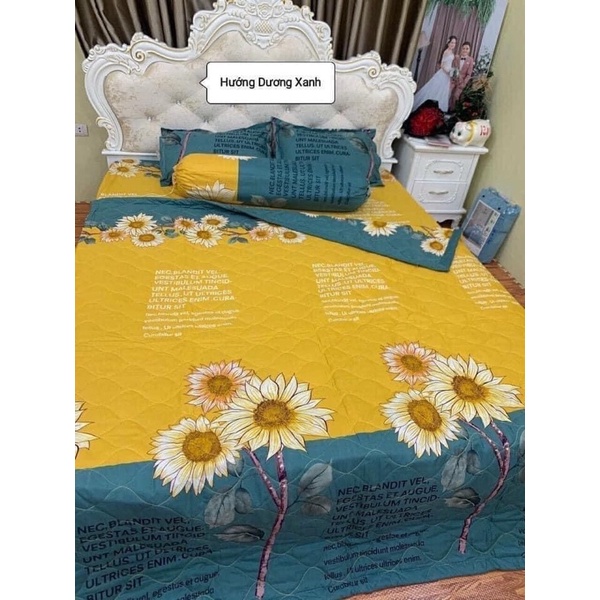 Bộ Chăn Ga Gối Mùa Hè 5 Món Cotton Poly ( Mẫu Hoa Lá )