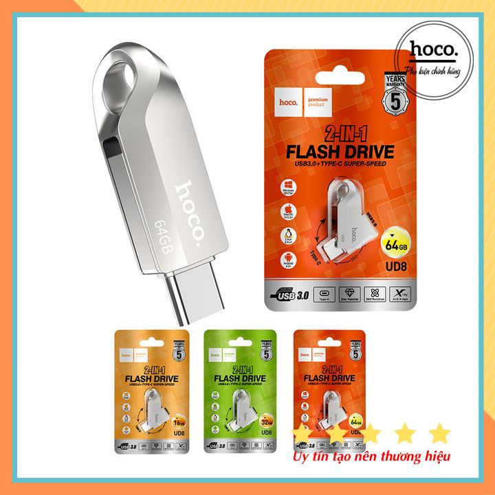 USB 2 Đầu ( USB + TYPE-C ) 3.0 Hợp Kim Kẽm 16/32/64GB Tích Hợp Hoco UD8/ Hoco UD10 - Chính Hãng | BigBuy360 - bigbuy360.vn