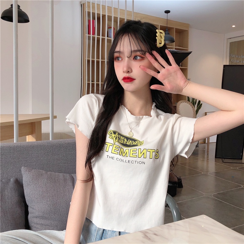 Áo Thun Ngắn Tay Lưng Cao Dáng Rộng Thời Trang Mùa Hè Cho Nữ