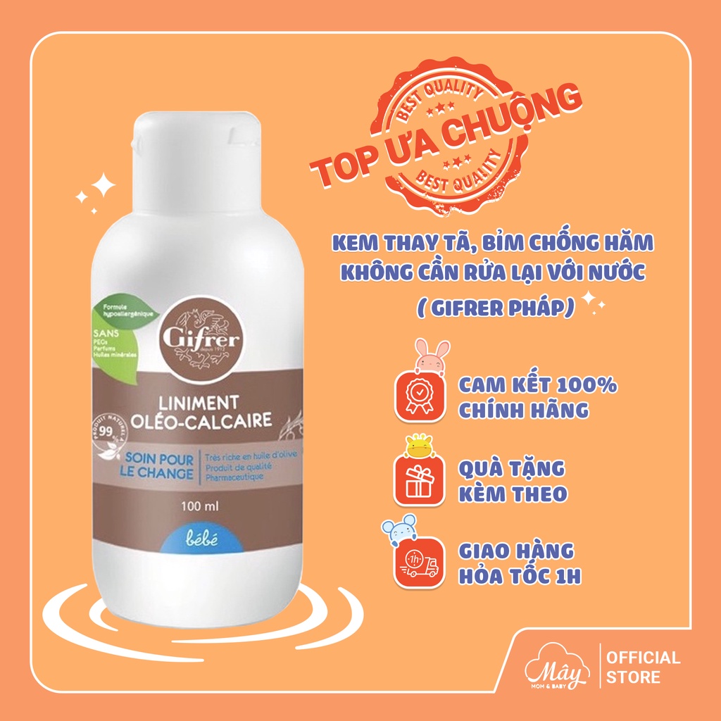 Kem thay tã bỉm chống hăm 100ml Gifrer Pháp không cần rửa nước - Nhập khẩu chính hãng
