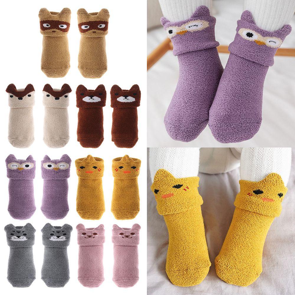 EUCA Vớ Ngủ Vải Nhung San Hô Dày Mềm Mại Hình Động Vật Dễ Thương Giữ Ấm Mùa Đông Cho Bé