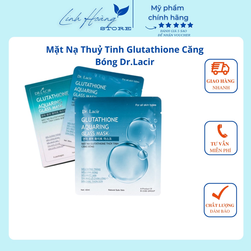 1 miếng Mặt Nạ Thuỷ Tinh Glutathione Căng Bóng Dr.Lacir