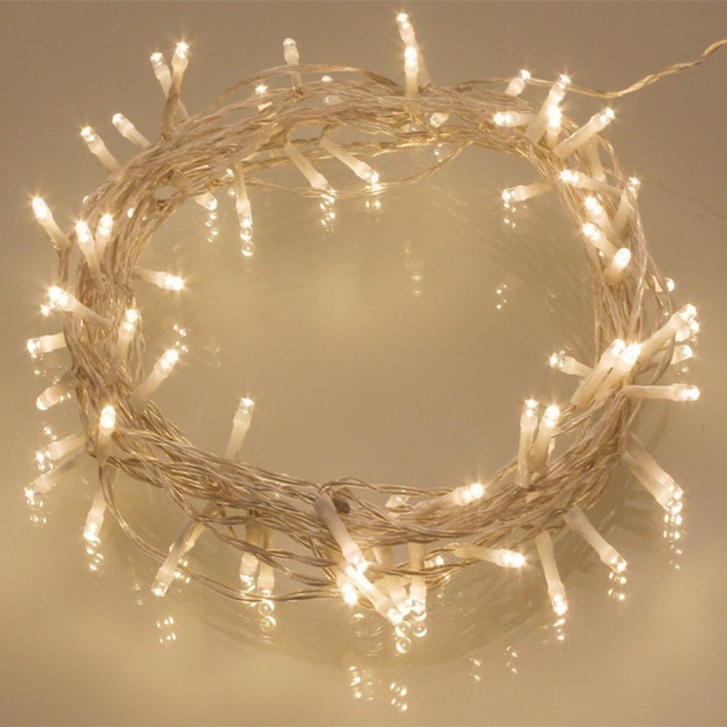 Đèn Led Trang Trí Đom Đóm 10 Mét 100 Bóng Màu Vàng Nắng Có Phích Nối, Chống Nước Tuyệt Đối