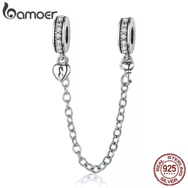 HẠT CHARM TIM + SAFETY CHAIN