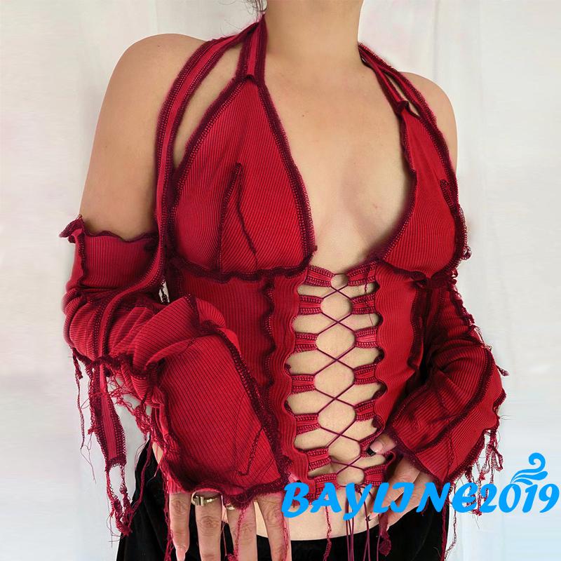 Áo Kiểu Khoét Lỗ Gợi Cảm Phối Đôi Găng Tay Thời Trang Cho Phụ Nữ