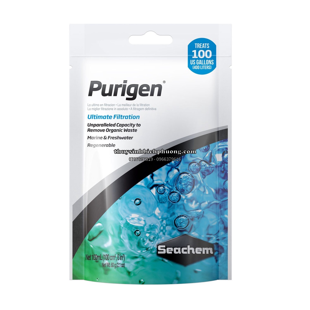 100ML PURIGEN SEACHEM - VẬT LIỆU LỌC KHỬ ĐỘC CAO CẤP - ĐÃ BAO GỒM TÚI ĐỰNG