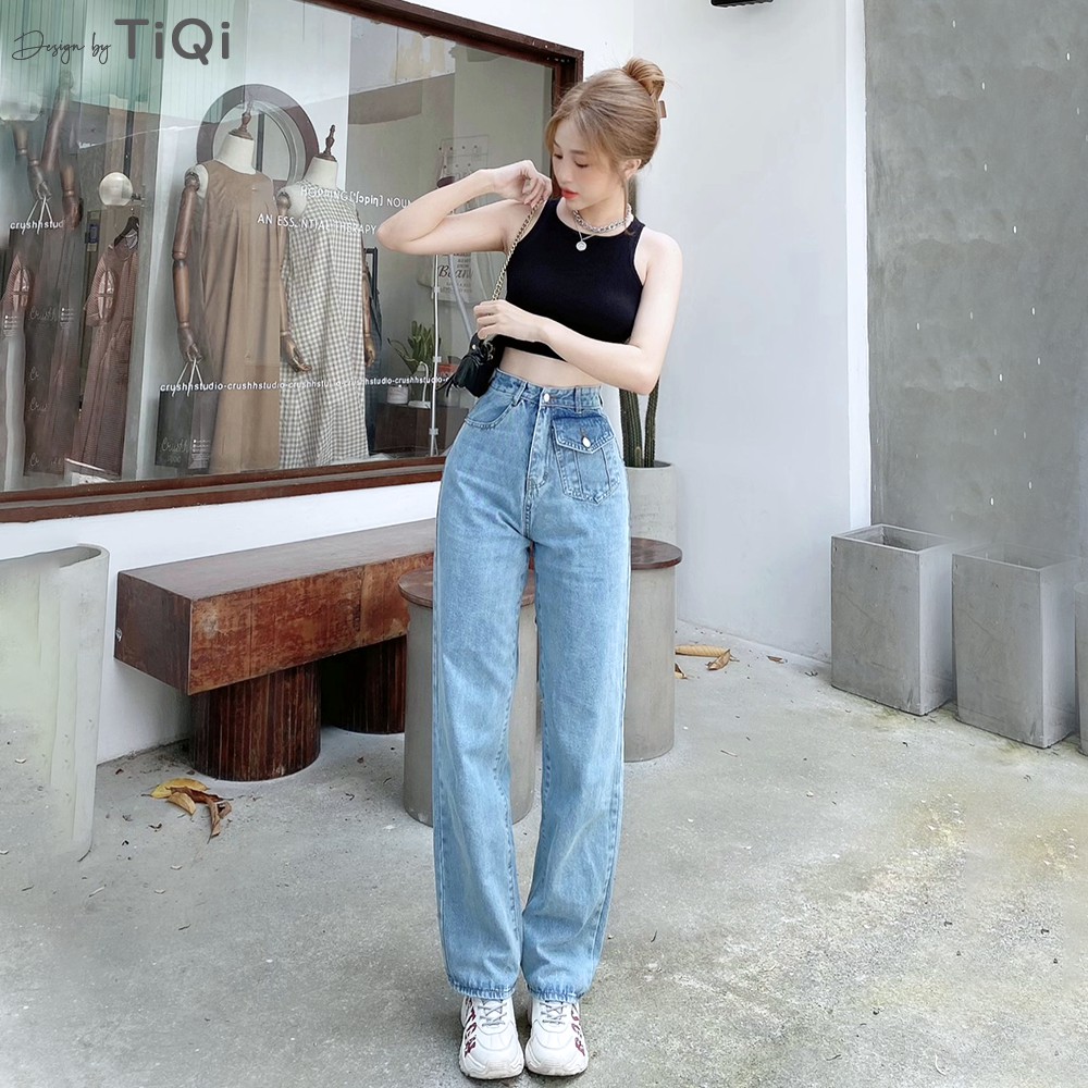 Quần Jean Nữ Ống Rộng Túi kiểu công sở TiQi Jeans B2-206